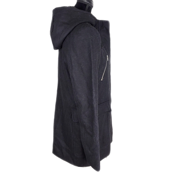 NEW Merona Womens Black Wool HOODED Full Zip Multi Pocket Cozy Jacket - Picture 8 of 10